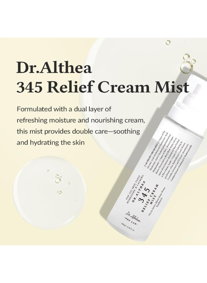 Dr.Althea 345 Relief Cream Mist | Hydrating Facial Mist with Rice Extract | Soothing Care for Sensitive Skin | Vegan Korean Skincare, 100ml