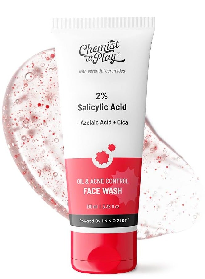 Chemist at Play 2% Salicylic Acid Face Wash For Oily Skin with Niacinamide Prevents Acne Removes Excess Oil Sulphate Free Anti Acne Face Cleanser  100ML