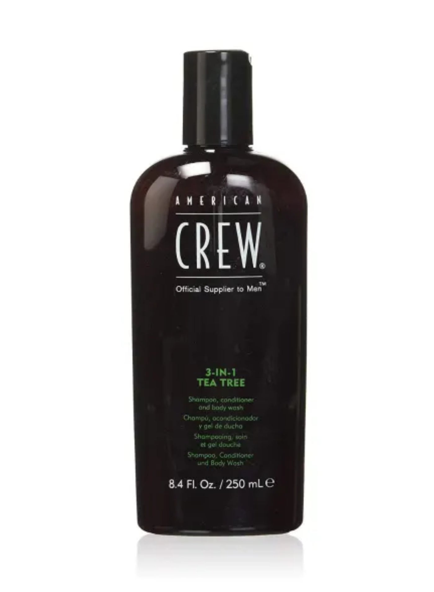 American Crew 3-in-1 Tea Tree Shampoo, Conditioner, and Body Wash – Cleanses, Refreshes, and Softens Hair and Skin – 250ml