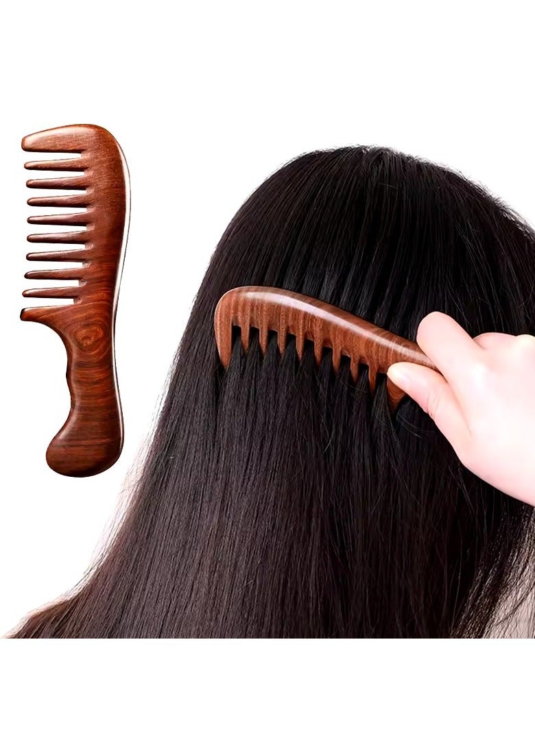 Natural Sandalwood Hair Combs Anti-Static Wooden Comb Massager Long Wide Tooth Detangle Sandalwood Comb Hair Care Household Gift