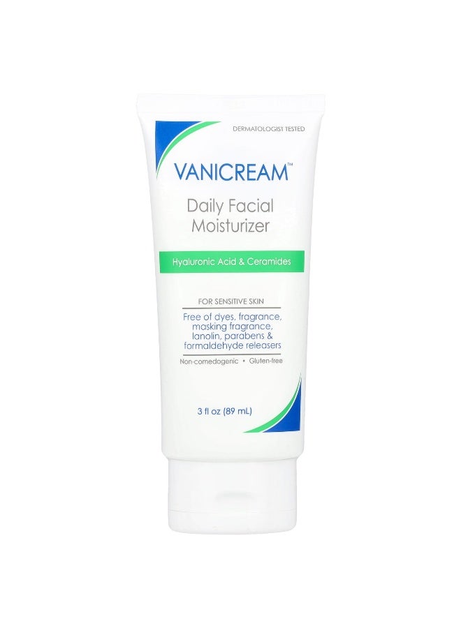 Vanicream, Daily Facial Moisturizer For Sensitive Skin, Fragrance Free, 3 fl oz (89 ml)