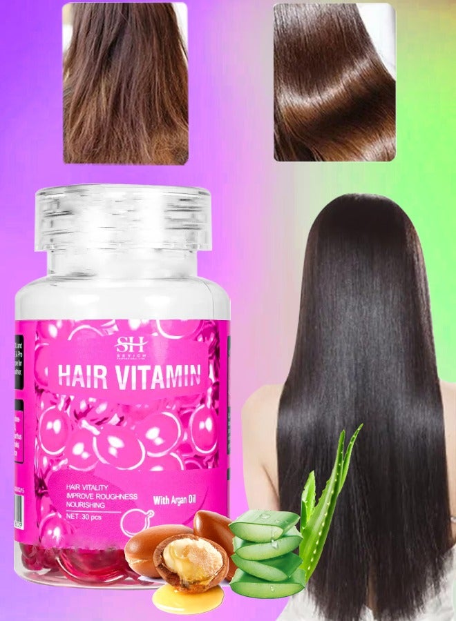 Hair Vitamin Serum Capsule Hair Treatment Serum Oil Capsules Hair Damage Repair Hair Serum Capsules for Daily Hair Care Nourishing Hair Treatment Oil Capsule Hair Oil Capsules Argon Oil Capsule 30pcs