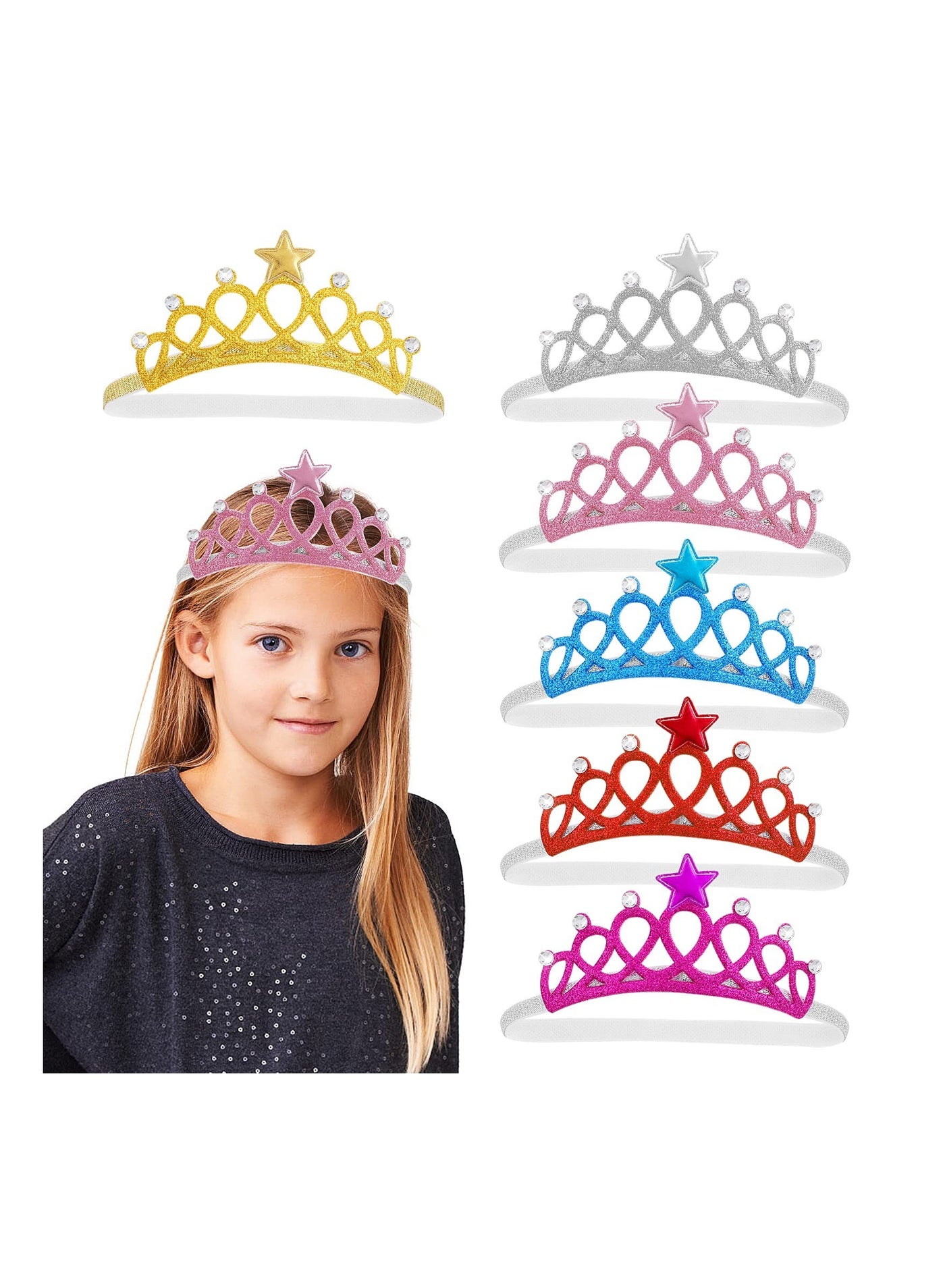 Girl Elastic Headband Crown Tiara Hair Belt Princess Tiaras Hair Band Soft Headwrap Children Hair Accessories