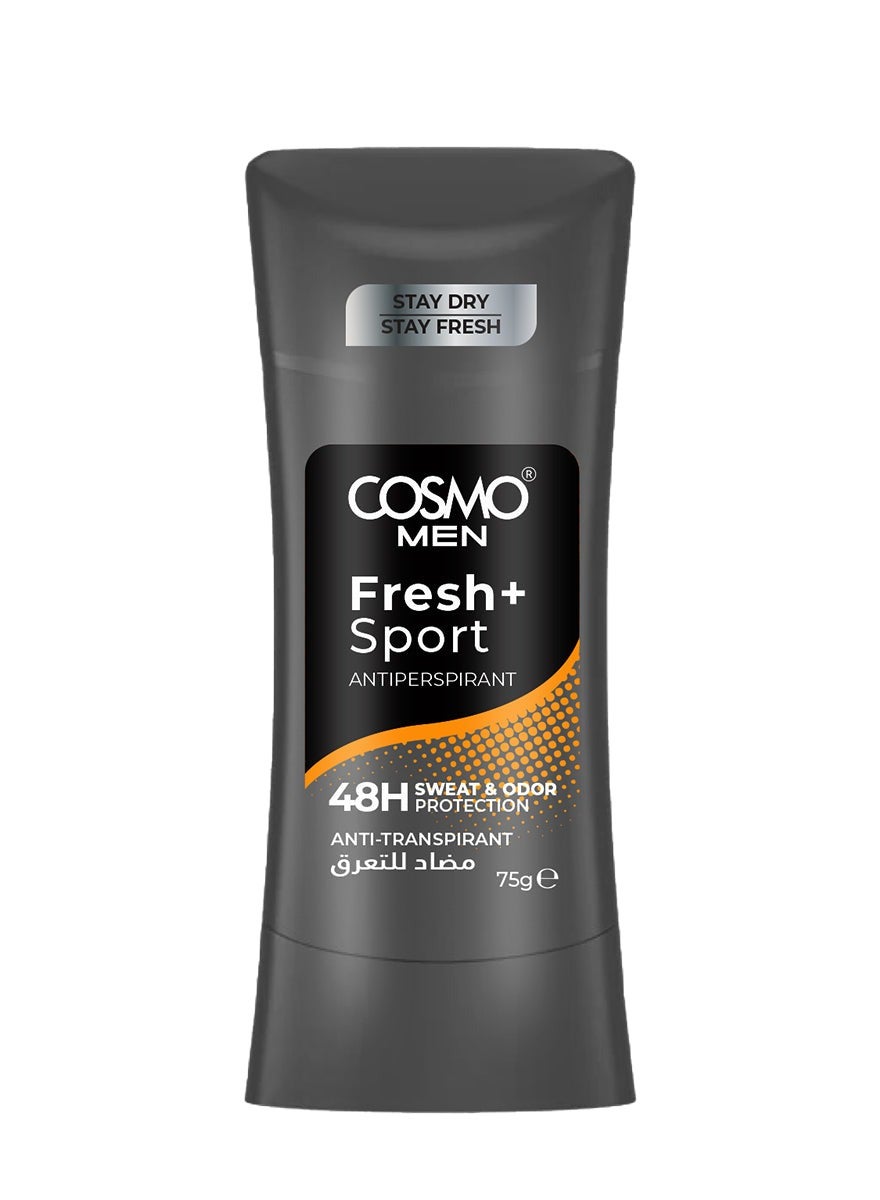Cosmo Men Skin Care Fresh + Sport Antiperspirant 75g, 48H Protection, Sweat & Odor Control, Anti-Transpirant, Dry & Fresh