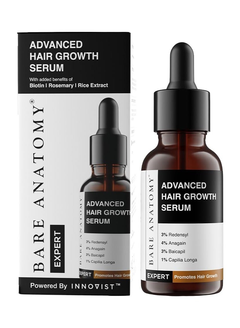 Advanced Hair Growth Serum with Redensyl Anagain Baicapil Capilia Longa Rosemary Biotin and Rice Extract for Hair Growth and Hair Fall Control for Women and Men 30ml