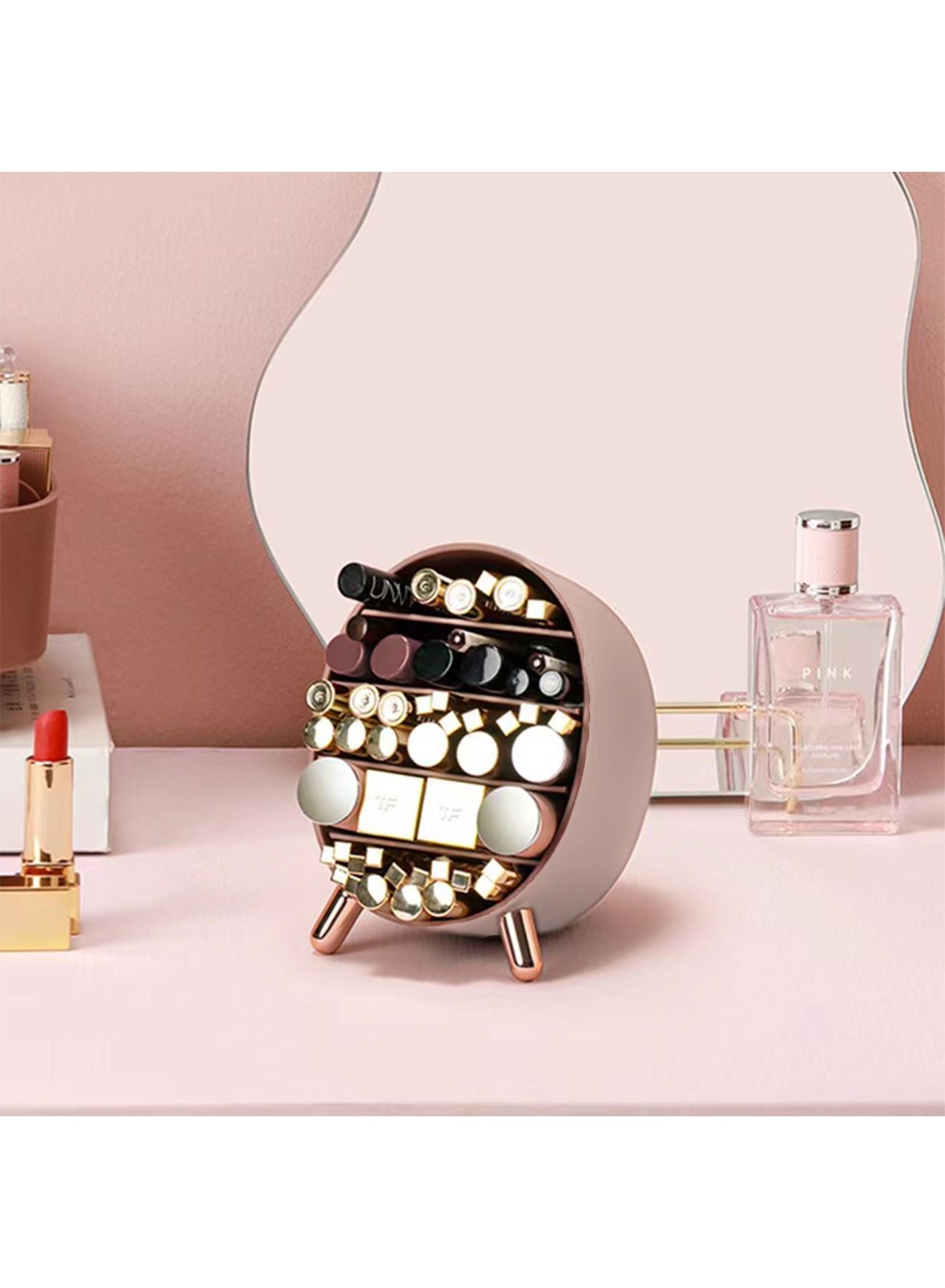 Makeup Cosmetic Organizer Brush Space Storage Box for Lipstick Brushes Lotions etc(White)