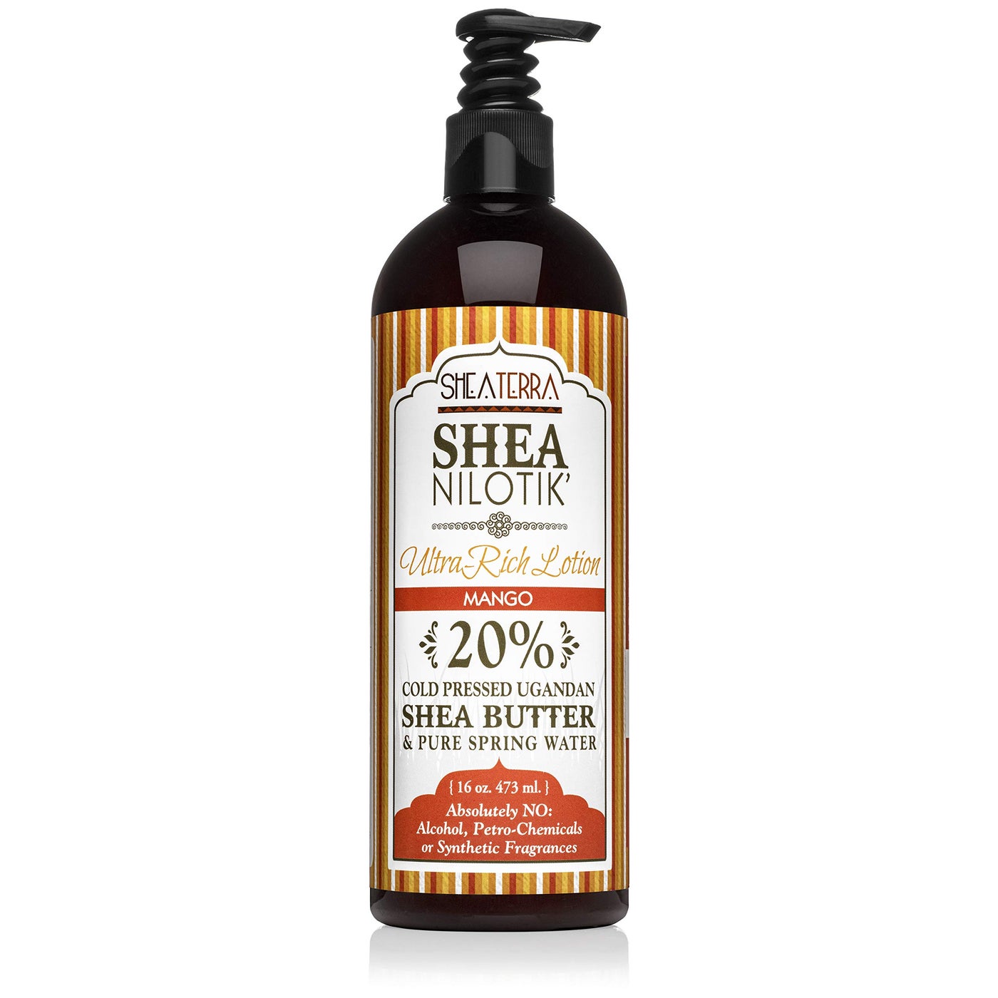 Shea Terra Organics Nilotikâ€™ Shea Butter Ultra-Rich Lotion â€“ Mango | Natural Daily Moisturizer High in Vitamins, Minerals & Fatty Acids with Antioxidant Properties to Soften & Protect Dry Skinâ€“ 16 oz