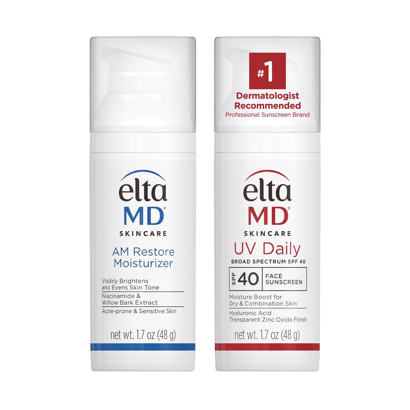 EltaMD UV Daily Facial Sunscreen Broad-Spectrum SPF 40 with Therapy Facial Moisturizer, Oil-free, Lightweight, Fragrance-free, Dermatologist-Recommend