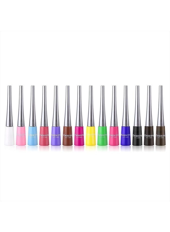 14 Colored Eyeliners - Liquid Color Eyeliner Highly Pigmented - White Eyeliner - Liquid Liner Coloful Set - Vivid Matte Eye Makeup
