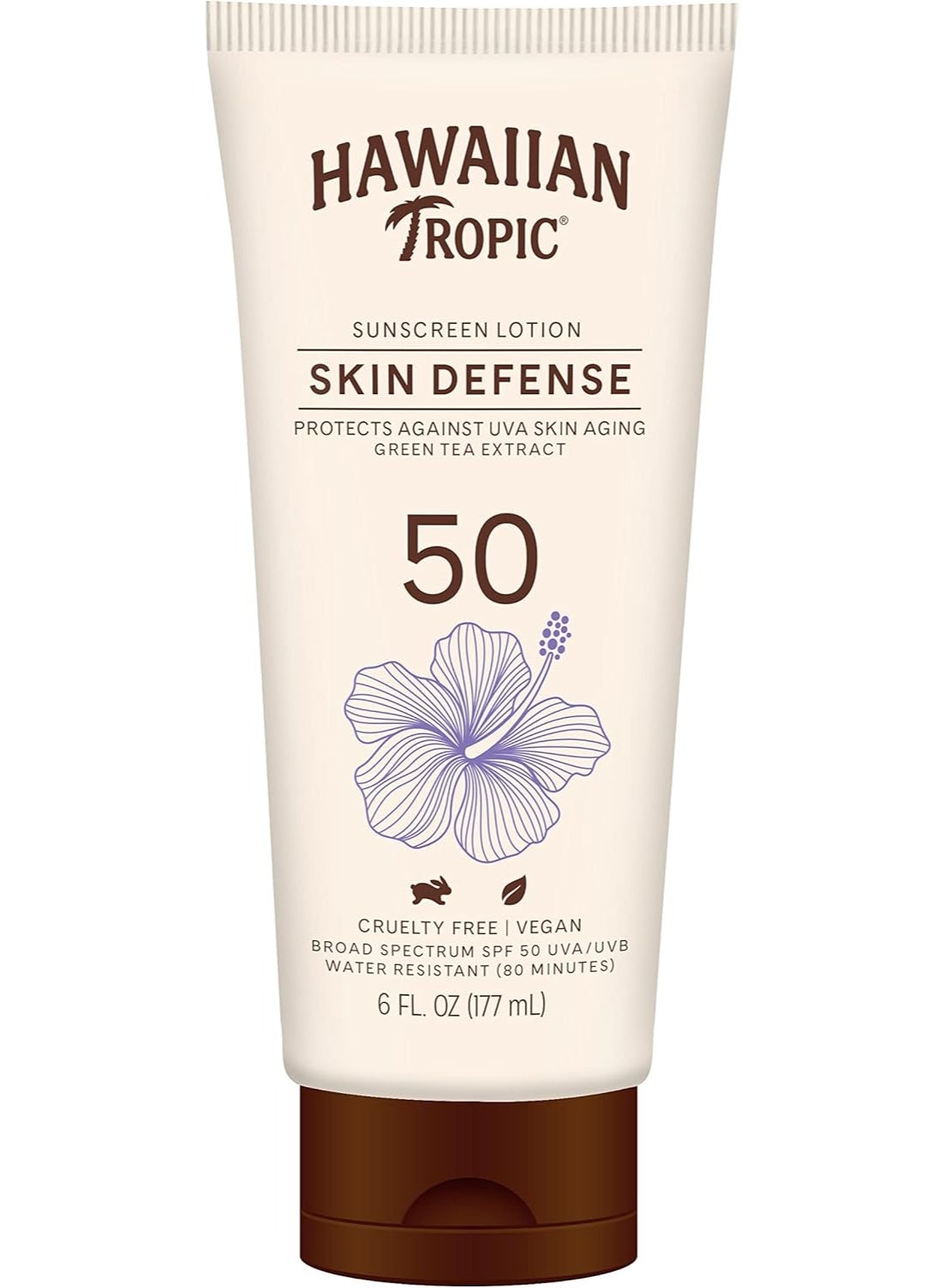 Sunscreen Lotion Skin Defense Protect Against Uva Skin Aging Green Tea Extract Spf 50 Uva Uvb Vegan Water Resistant 80 Mins Oil Free Derm Tested No Oxybenzone Lightweight 177 ML