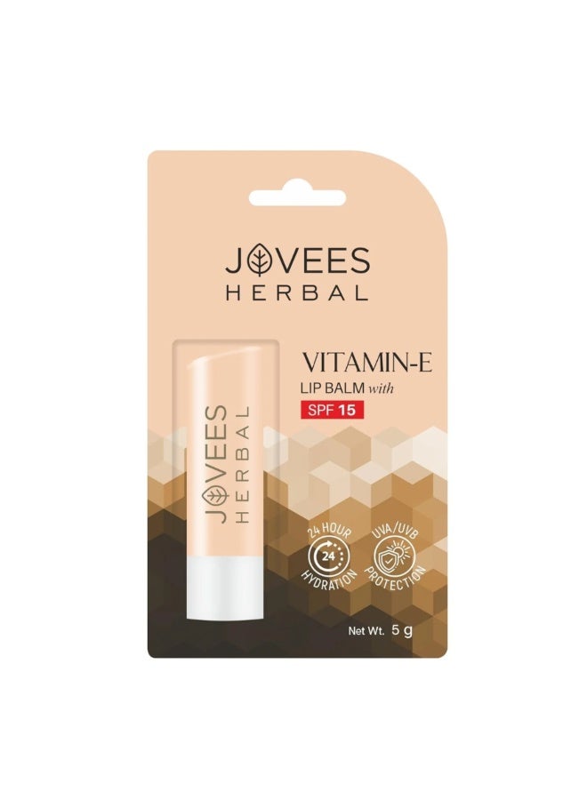 Vitamin E Lip Balm Spf 15 5G | Lip Balm With Sun Protection, 24H Hydration, Repairs Dry Lips, Soft And Glossy Lip Care