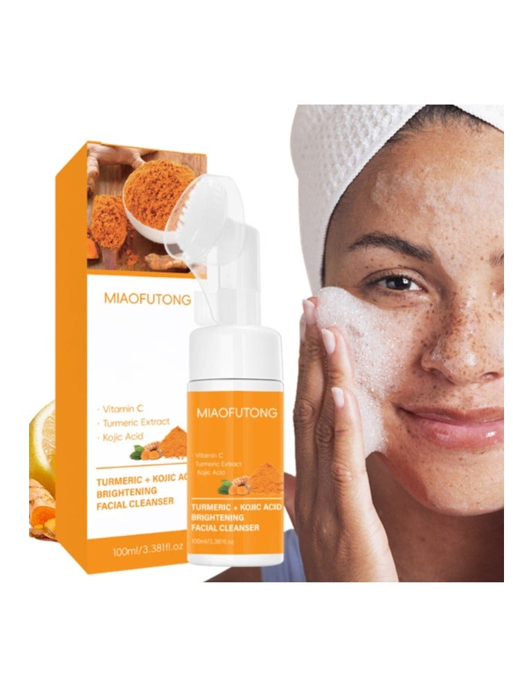 Turmeric Facial Cleanser, Turmeric Face Wash for Remove Black Women, Turmeric Kojic Face Wash, Turmeric Glowing Foaming Face Cleanser, Turmeric Glow Skincare 100ml