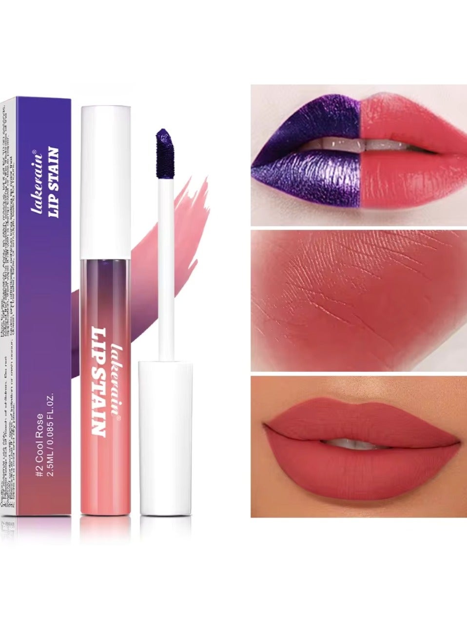 Peel Off Lip Stain Lipstick Peel Off Lip Color Stain Long Lasting Lip Stain Peel Off Infused Sweat Proof Waterproof Long Lasting Highly Pigmented Matte Lipstick Cool Rose 02