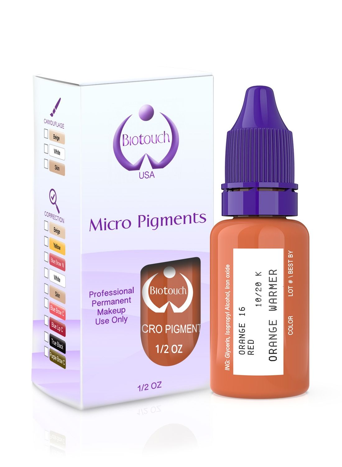Eyebrow Pigment For Eyebrows Brows Micro pigments Microblading pigments PMU Machine Use Medical Grade No Mixing eyebrow pigment for shading For Professionals Only 15ml Orange Warmer