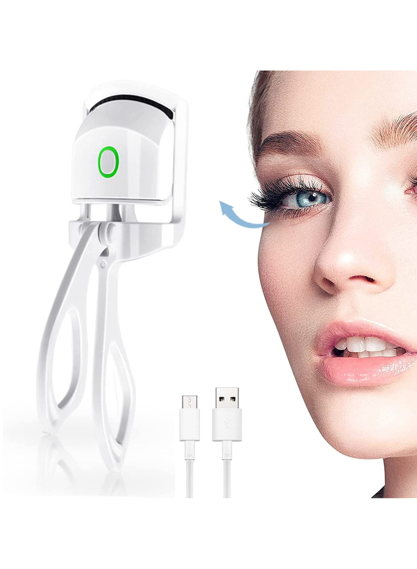 Heated Eyelash Curler USB Rechargeable Electric Eyelash Curler with Eyelash Separator Partial Precision Eyelash Curler 2 Heating Modes Long Lasting Natural Curling Eye Lashes