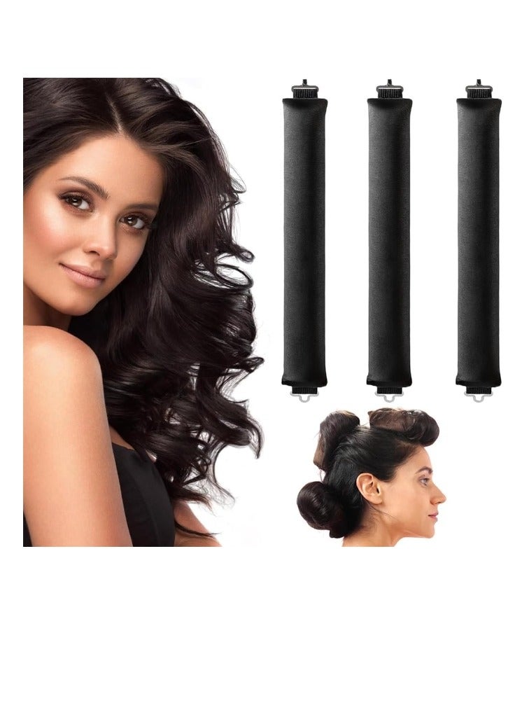 Heatless Hair Curler with Flexible Rods and Hook, Heatless Curling for All Hair Types, Comfortable Heatless Curlers for Sleeping, Curls Overnight, Black