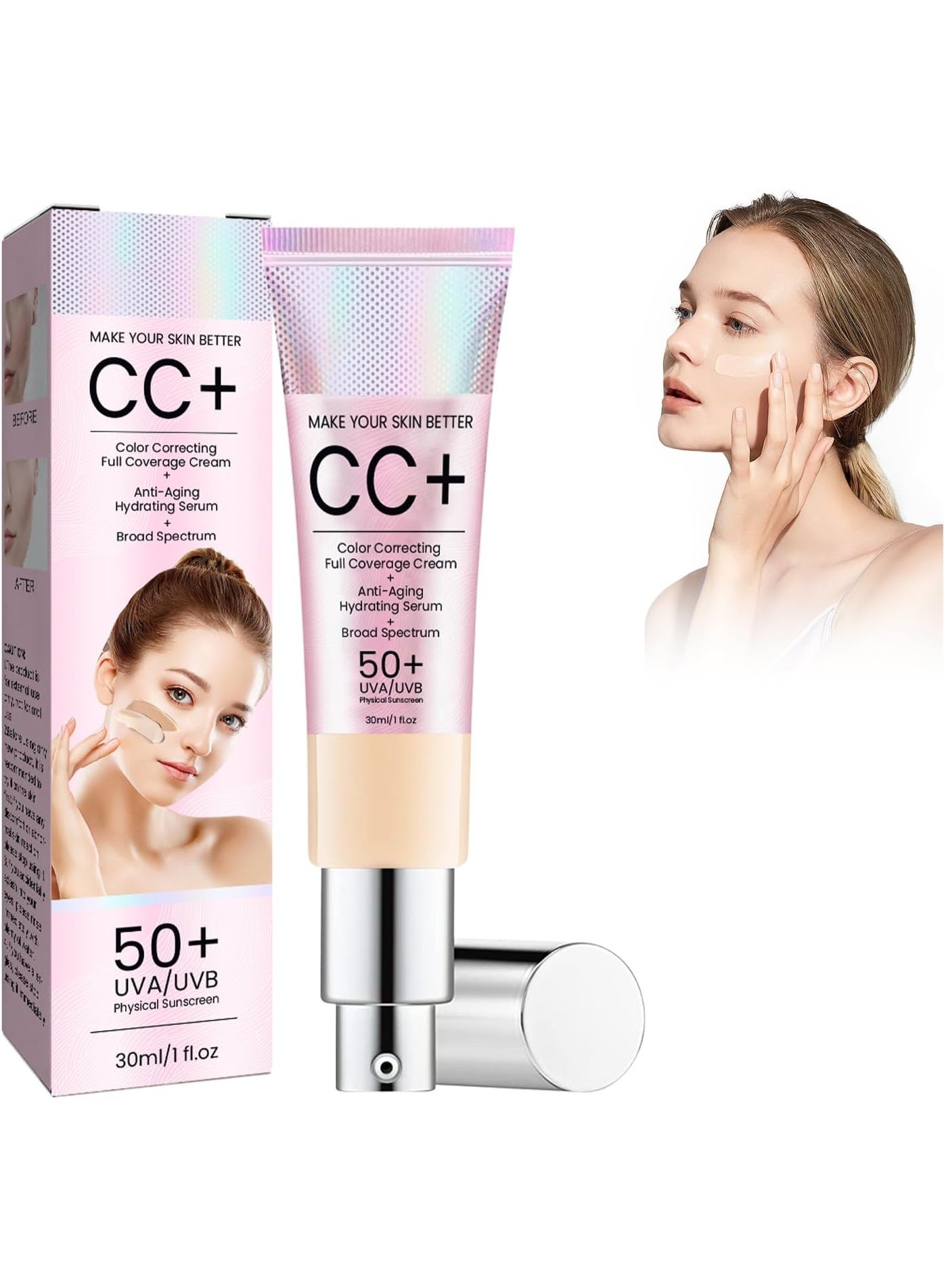 CC Cream Foundation Color Correcting Moisturizer With SPF 50 30ml Summer Sunscreen Medium-to-Full Coverage Foundation Sunblock