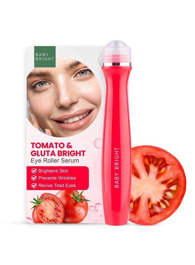 Advanced Eye Roller Serum - Hydrating Eye Serum, Intensive Dark Circles Under Eye Treatment, Eye Puffiness Reducer, Under Eye Brightener for Radiant Skin - Tomato & Glutathione (15 ml)