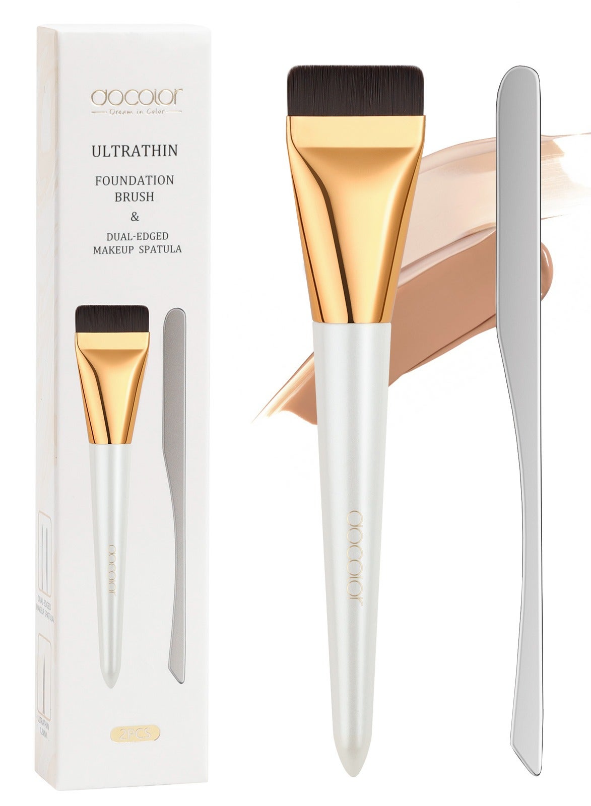 Ultra-Thin Foundation Brush & Dual-Blade Spatula Set – Streak-Free Pro Makeup Tools