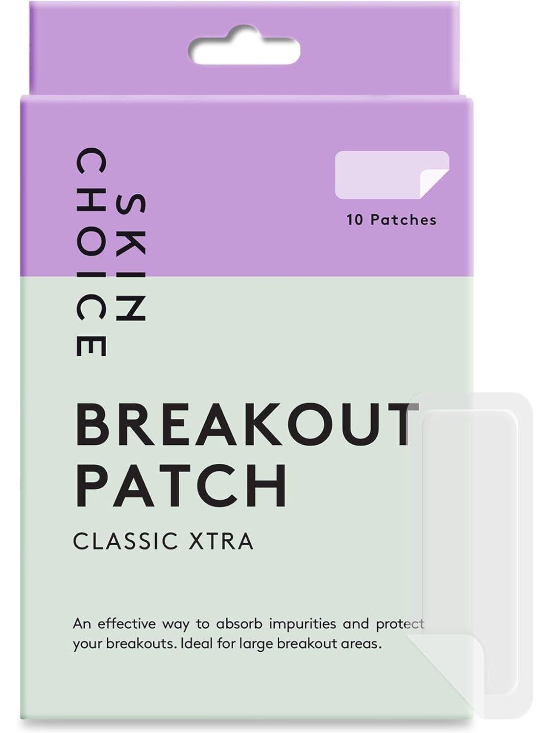 SkinChoice Breakout Patch Classic Xtra - Pack of 10 - Hydrocolloid Pimple Patches - Vegan, Fragrance-free, Gluten-free, Latex-free, Parabens-free, Sulfates-free, Cruelty-free