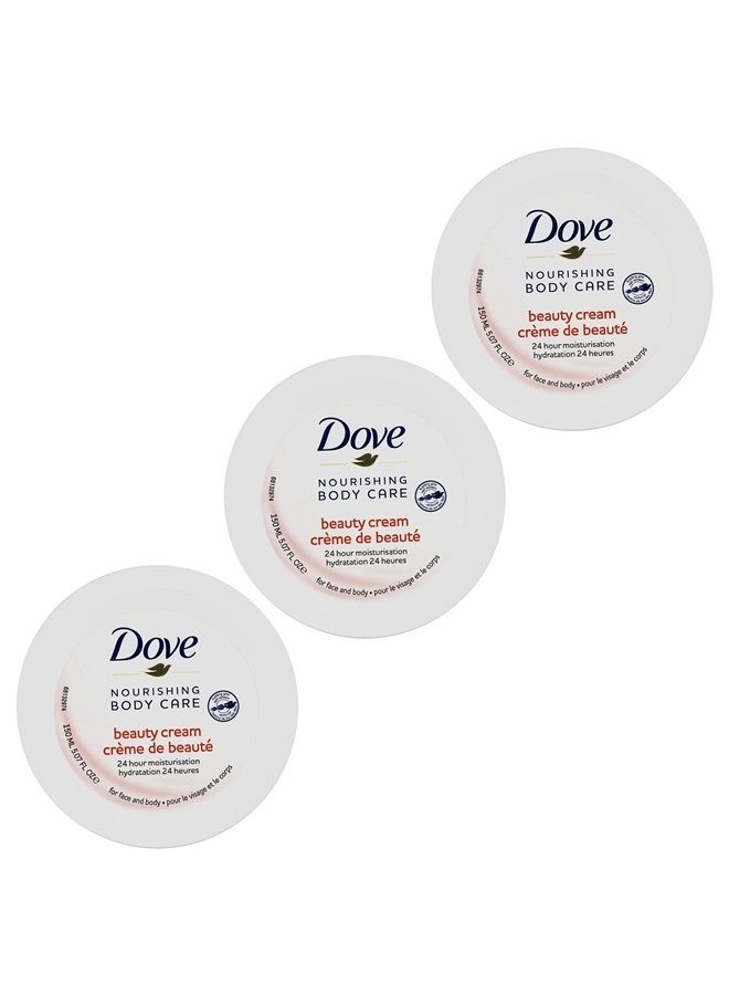 Nourishing Body Care, Face, Hand, and Body Beauty Cream for Normal to Dry Skin Lotion for Women with 24-Hour Moisturization, 3 Pack, 5.07 Oz Each Jar