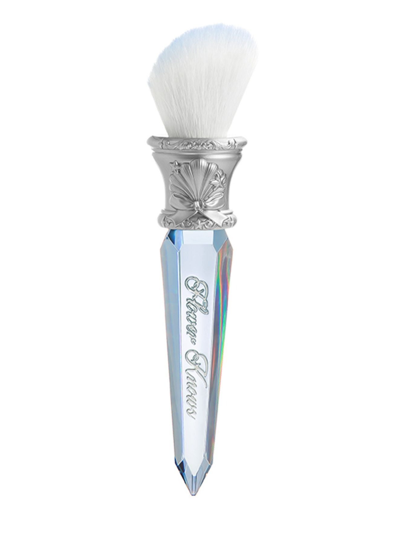 Shell's Jewel Angled Blush Brush - Crystal Handle with Silver Seashell Detail (Crystal Blue)