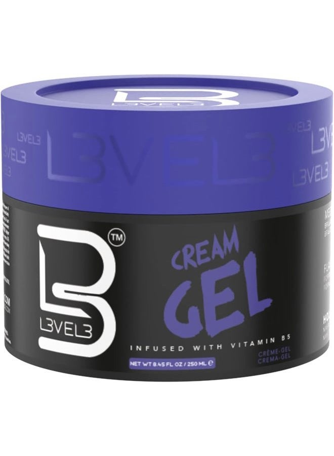 Level 3 Cream Gel - Provides Volume and Medium Hold - With Vitamins to Nourish and Protect Hair Level Three Mens Hair Styling Cream (250 ML, Small)