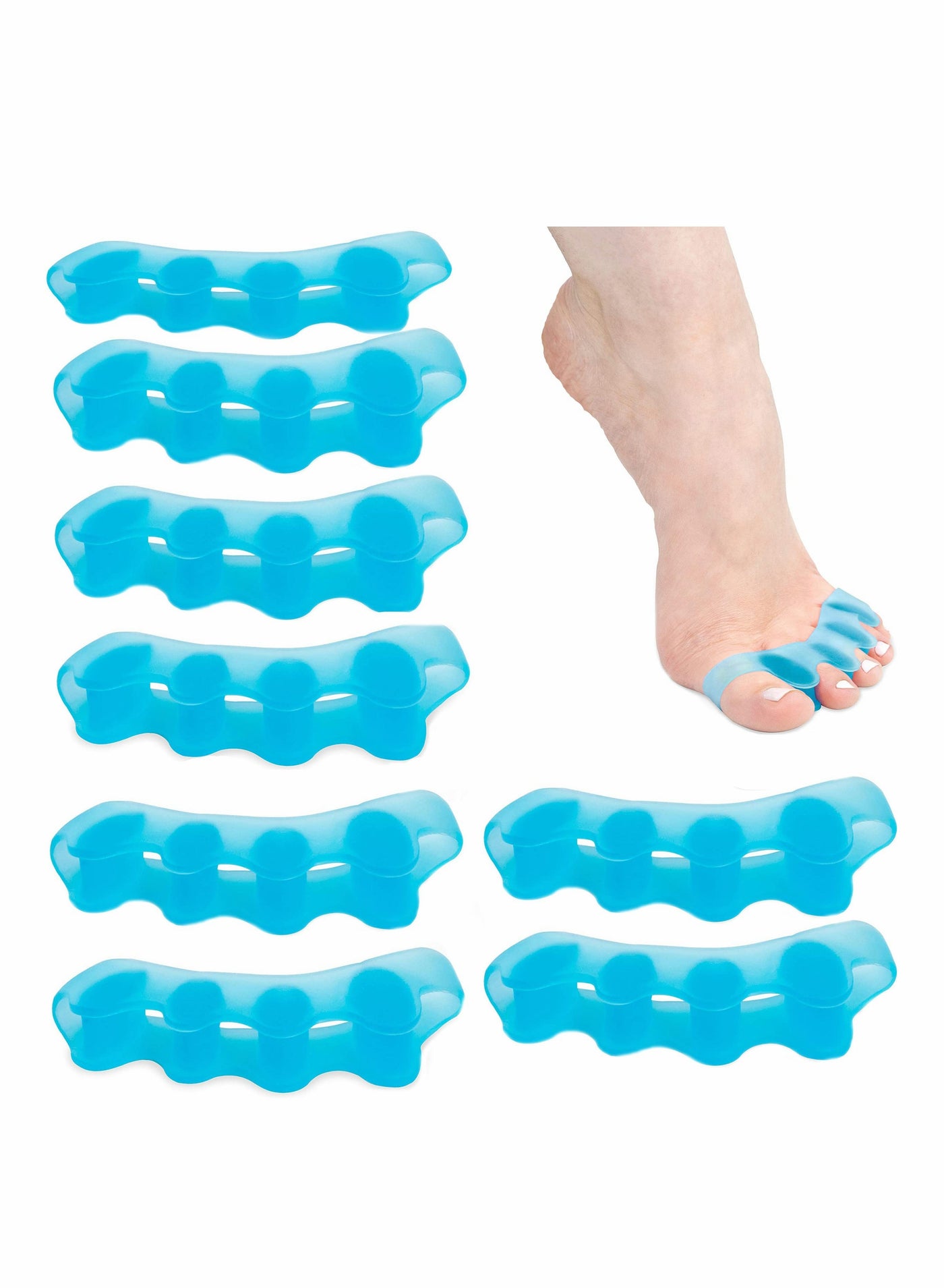 Set of 4 Comfortable Silicone Gel Toe Separators for Foot Pain Relief and Alignment