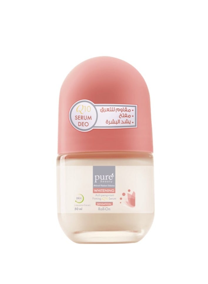 Whitening Anti-Perspirant Firming Q10 Serum Sensation Roll On 24 Hours Underarm Protection 50ml