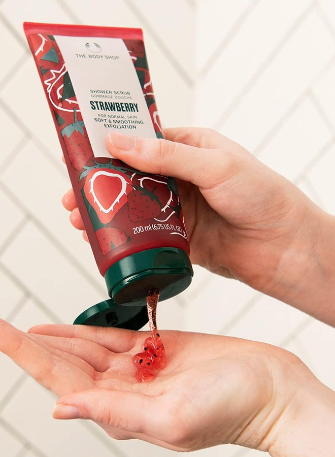 Strawberry Shower Scrub Body Exfoliator – Gently Buffs Away Dead Skin Cells, Leaves Skin Soft & Smooth, Sweet Fruity Scent, Made with 87% Natural Ingredients, Vegan & Recyclable Packaging, 200ml - image 3
