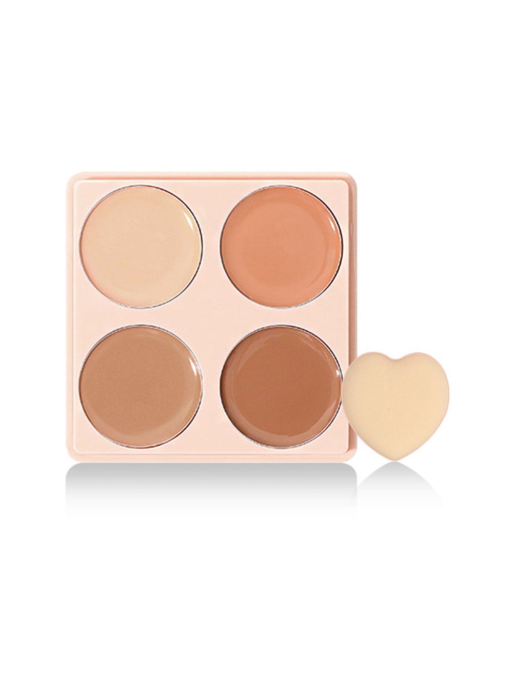 4  Color Concealer Pot Set - Contour Palette for Dark Circles with Powder Puffy - 4 in 1 Full Coverage Color Correcting Foundation Concealer for Contour & Highlight Eye Brightener#03