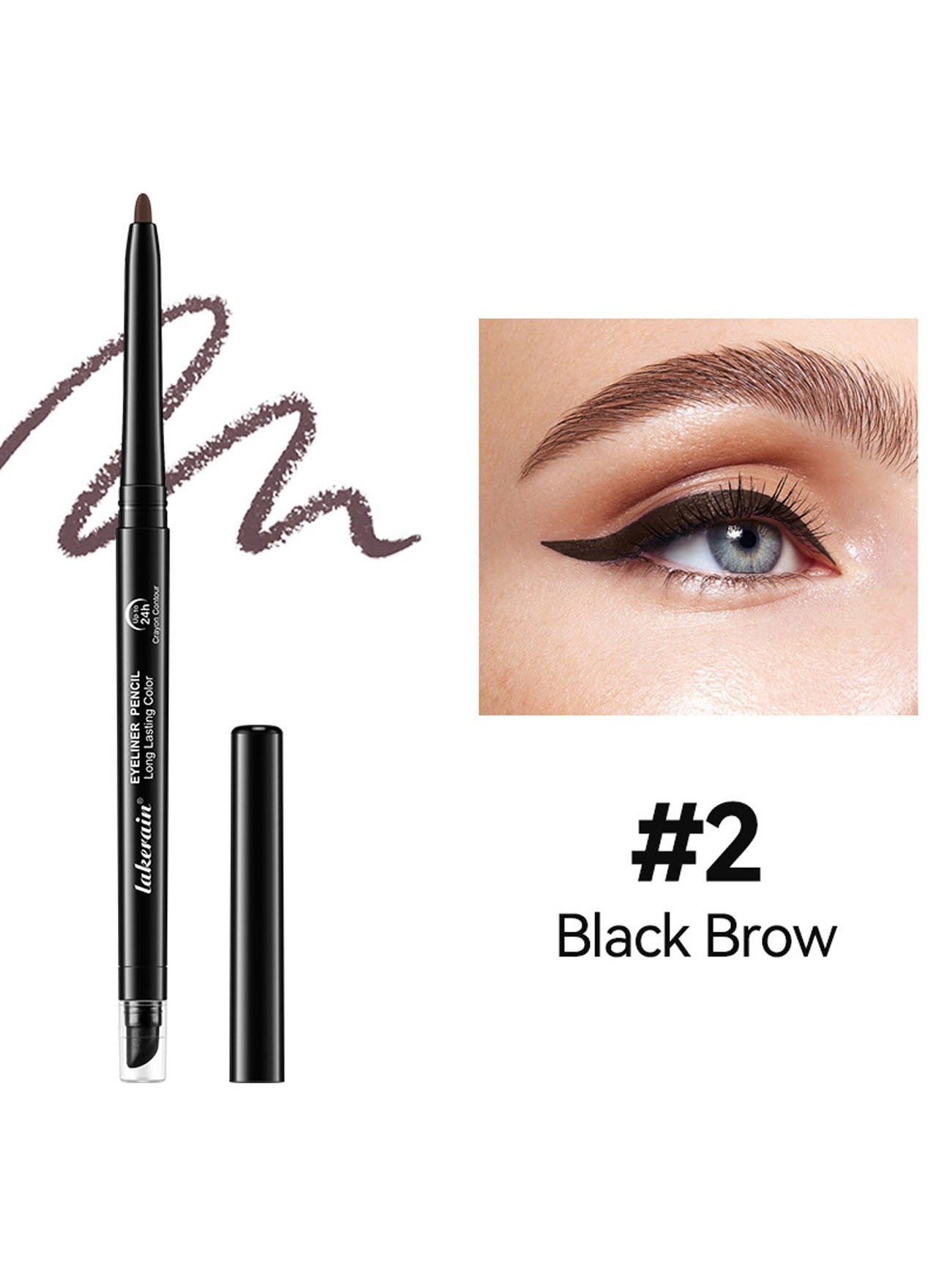 Eyeliner Pencil Long Lasting Color Crayon Contour Dark Brown Waterproof Eyeliner Gel Matte Cream Eyeliner Waterline Smoky Makeup Eye Liner Pencils Built in Sharpener and Smudger Smudge Proof 24H Retractable Eyeliner Pen
