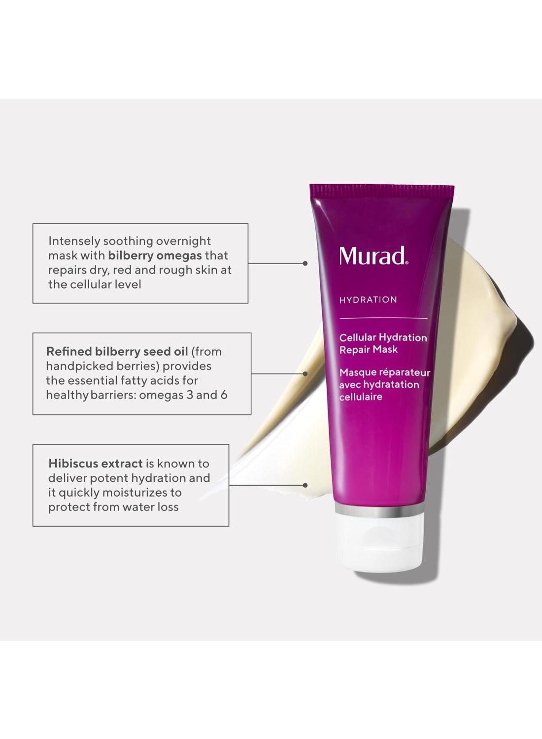 Murad Cellular Hydration Repair Mask 80ml – Overnight Recovery for Damaged Barriers, Peptides & Bilberry, Nourishing Mask for Extreme Dryness Relief 80ml - image 8