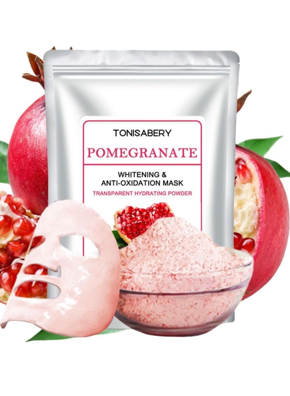 Pomegranate Peel Off Face Mask Powder Whitening and Anti Oxidant Facial Mask Powder Transparent Hydrating Moisturizing Facial Mask Powder for Men and Women 20g