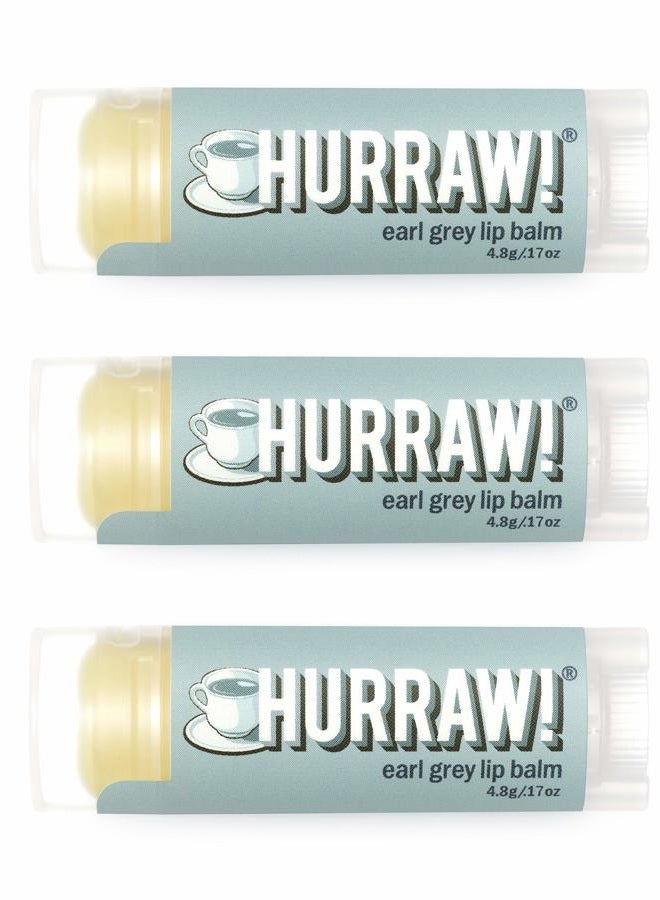 Hurraw! Earl Grey Lip Balm, 3 Pack: Organic, Certified Vegan, Cruelty and Gluten Free. Non-GMO, 100% Natural Ingredients. Bee, Shea, Soy and Palm Free. Made in USA