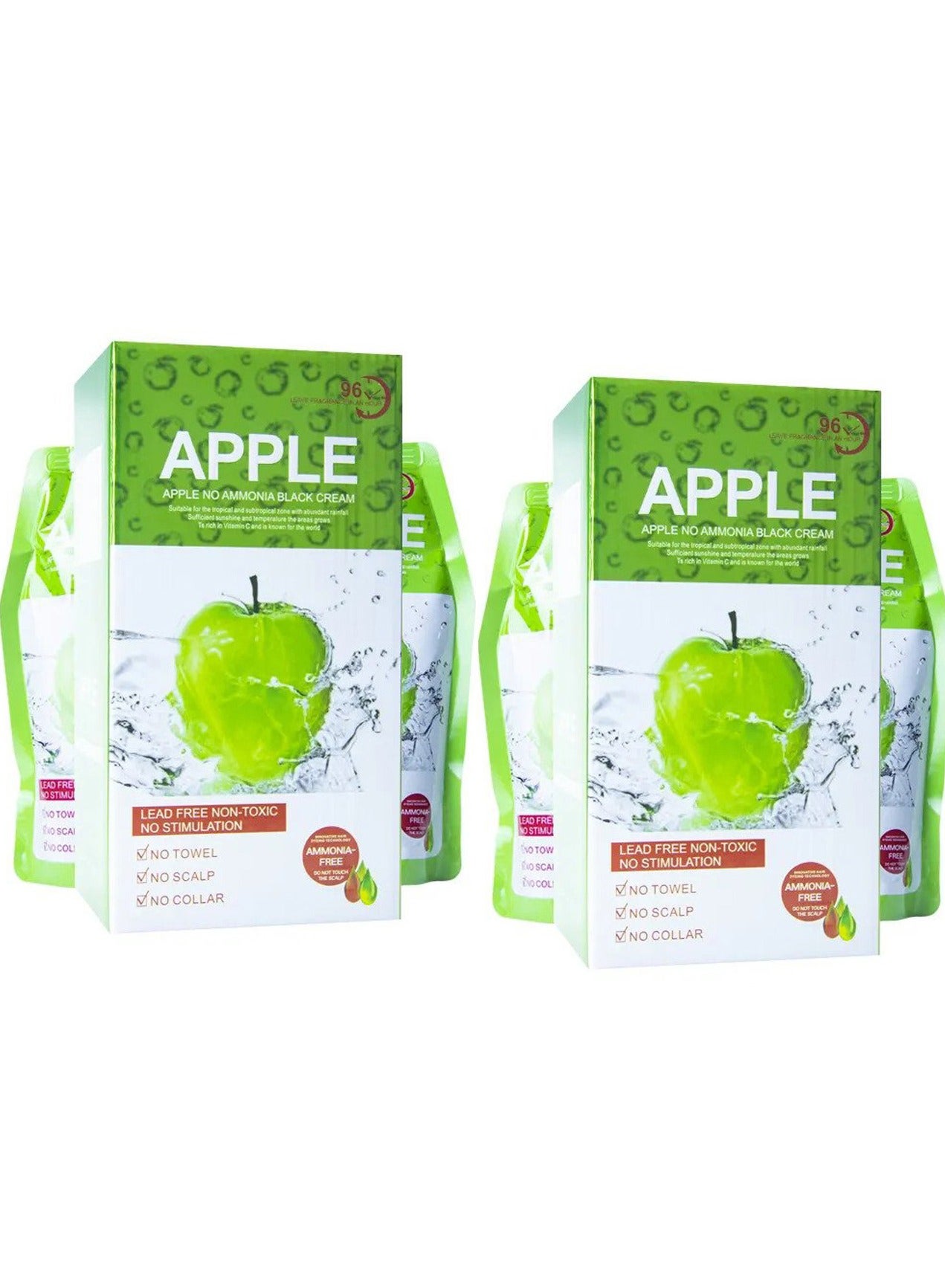 Apple Natural Hair Color Cream Ammonia Free Black 1000ml (Pack of 2)