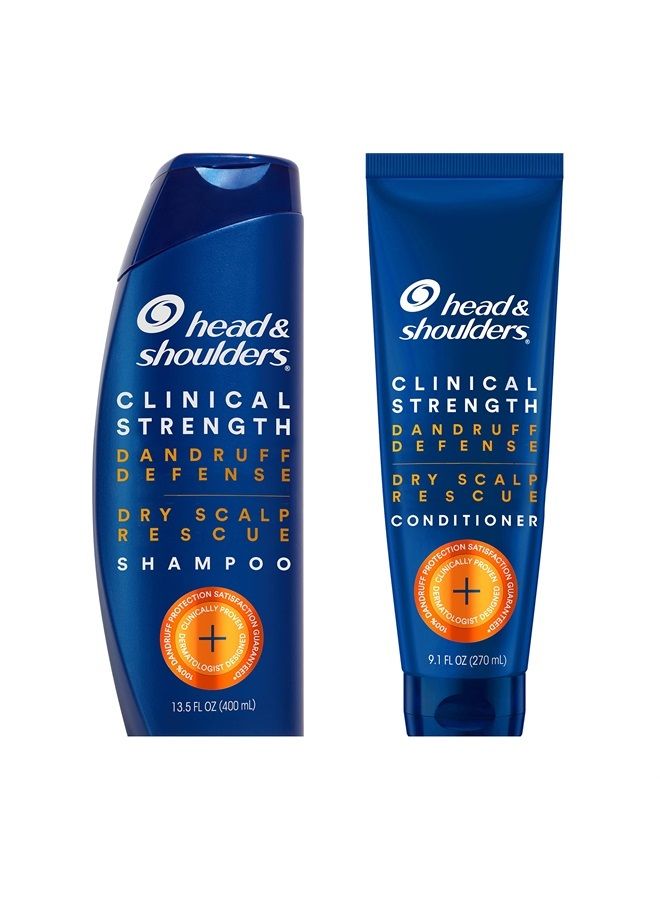 Anti-Dandruff Shampoo and Conditioner Set, Clinical Strength, Dry Scalp Rescue with Manuka Honey, 13.5 Fl Oz and 9.1 Fl Oz (Pack of 2)