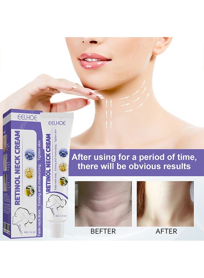 Retinol Neck Cream-Fade Neck Lines, Firming and Moisturizing Brighten Skin Neck Massage, Reshape Swan Neck 40g