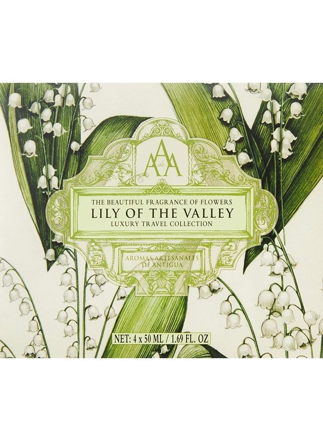 AAA Floral - 4 x 50 ml - Travel & Gift Collection (Shower Gel, Body Lotion, Shampoo & Conditioner) - (Lily of the Valley) - TSA/Airport Security Approved Size