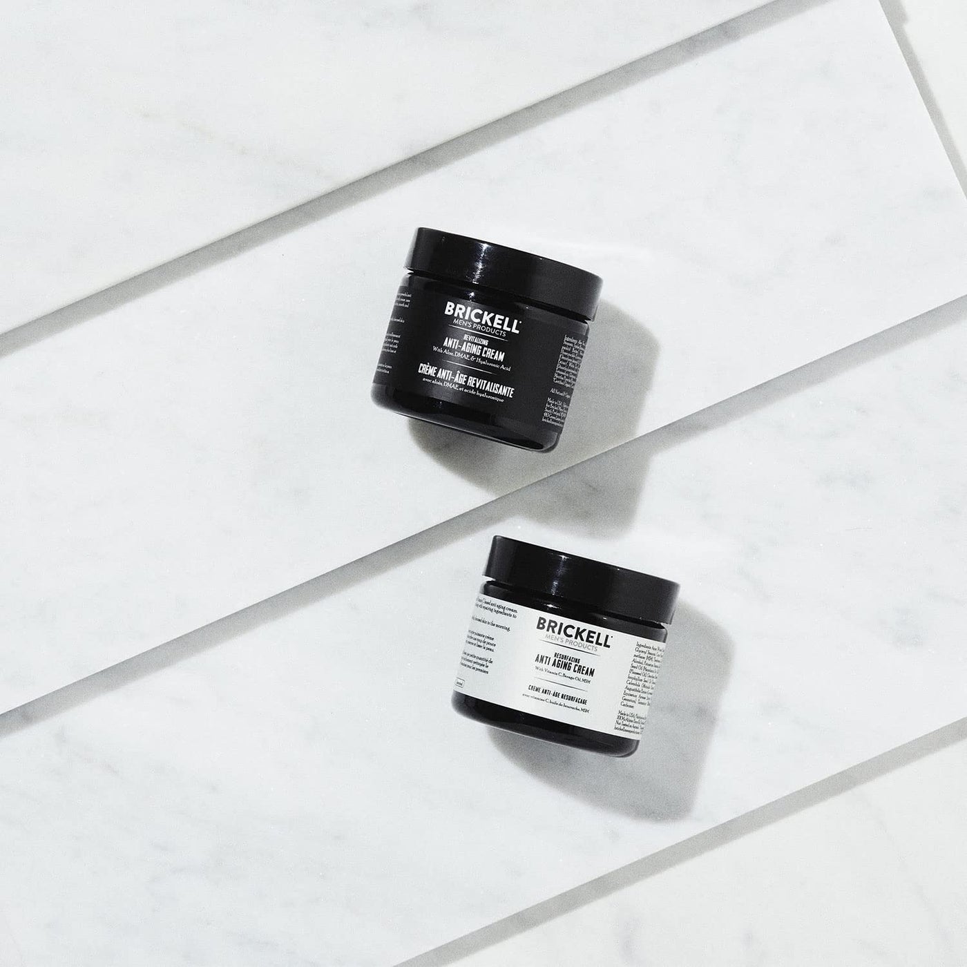 Brickell Men's Day and Night Anti Aging Cream Routine, Natural and Organic, Unscented, Skincare Gift Set