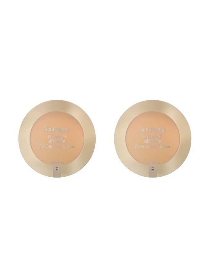 Mineral Sheers Compact Powder Foundation, Lightweight & Oil-Free Mineral Foundation, Fragrance-Free, Tan 80.34 oz (Pack of 2)