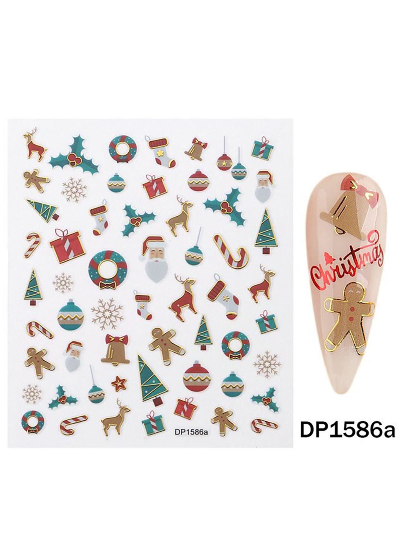 Christmas Nail Stickers Decals, Winter Snowflakes Snowman 3D Self-Adhesive Nail Art Stickers Cute Elk Santa Claus Design Nail Decorations Xmas DIY Manicure Supplies for Women Girls