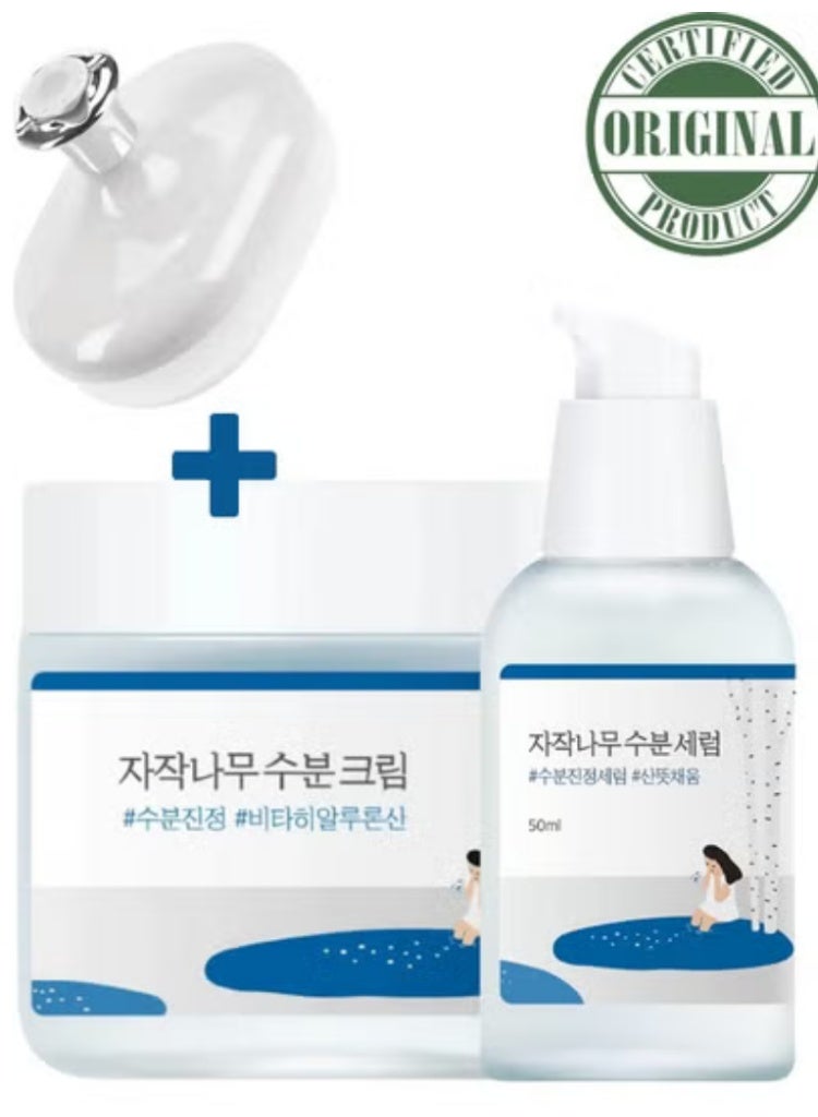 Dehydrated, Weakened Skin – Round Lab Birch Juice Moisturizing Cream 80ml & Birch Juice Serum 50ml for Hydration & Barrier Repair Duo