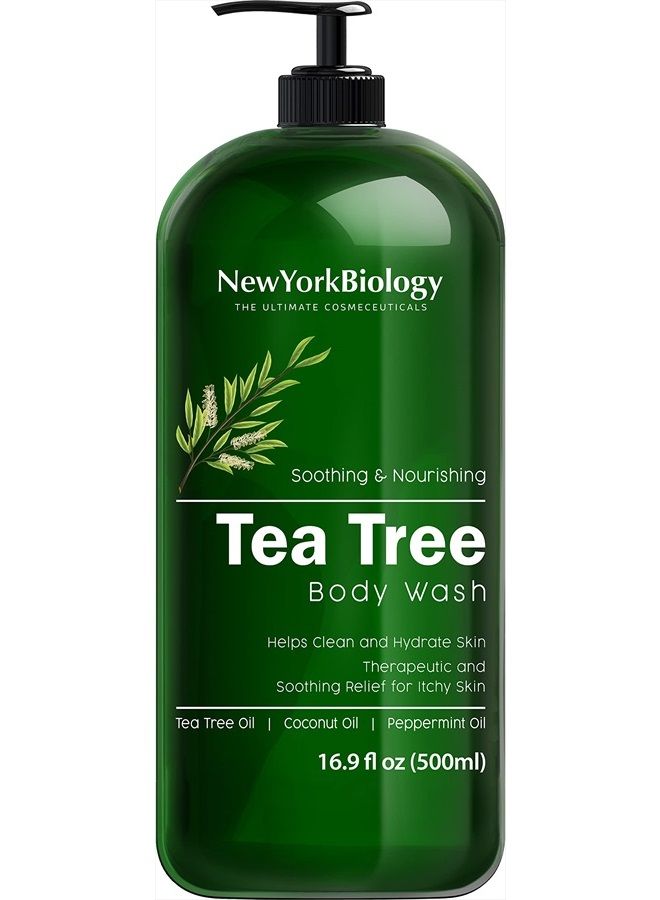 New York Biology Tea Tree Body Wash for Men and Women – Moisturizing Body Wash Helps Soothe Itchy Skin, Jock Itch, Athletes Foot, Nail Fungus, Eczema, Body Odor and Ringworm – 16 Fl oz
