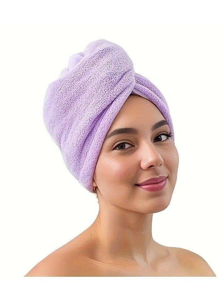 1pc Quick Dry Ultra-Soft Microfiber Hair Towel Turban with Button Closure - Super Absorbent No-Shedding Bath, Shower & Spa Head Wrap Cap for Women - Alcohol Free