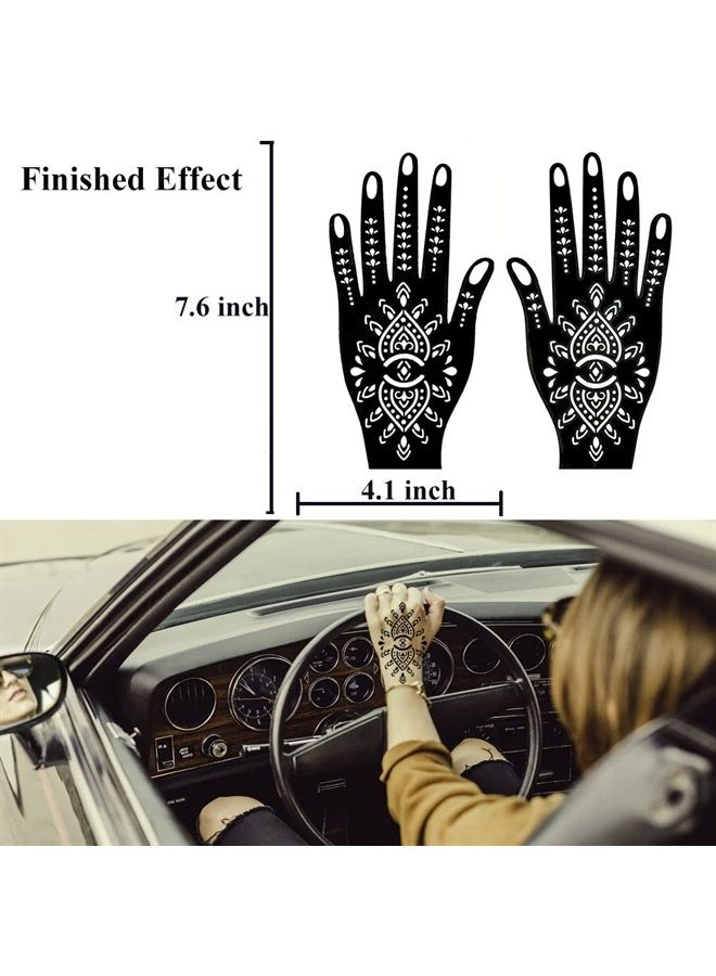 14 Sheets Henna Tattoo Stencils Kit for Hand Body Art, Indian Arabian Temporary Tattoo Template Mehndi Stencil Stickers
