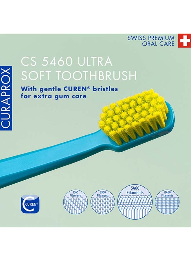 Cs 5460 Ultra-Soft Toothbrush | Bpa-Free Manual Brush For Adults With 5460 Curen® Filaments | Gentle Plaque Removal For Healthier Gums And Teeth – Yellow/Blue, 1 Pack - image 2