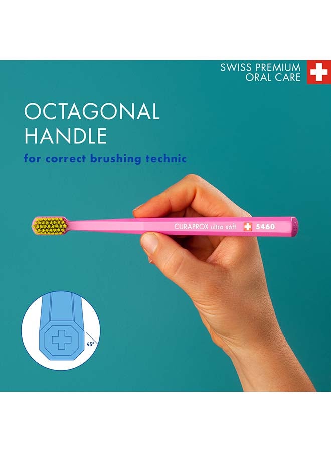 Cs 5460 Ultra-Soft Toothbrush | Bpa-Free Manual Brush For Adults With 5460 Curen® Filaments | Gentle Plaque Removal For Healthier Gums And Teeth – Yellow/Blue, 1 Pack - image 5
