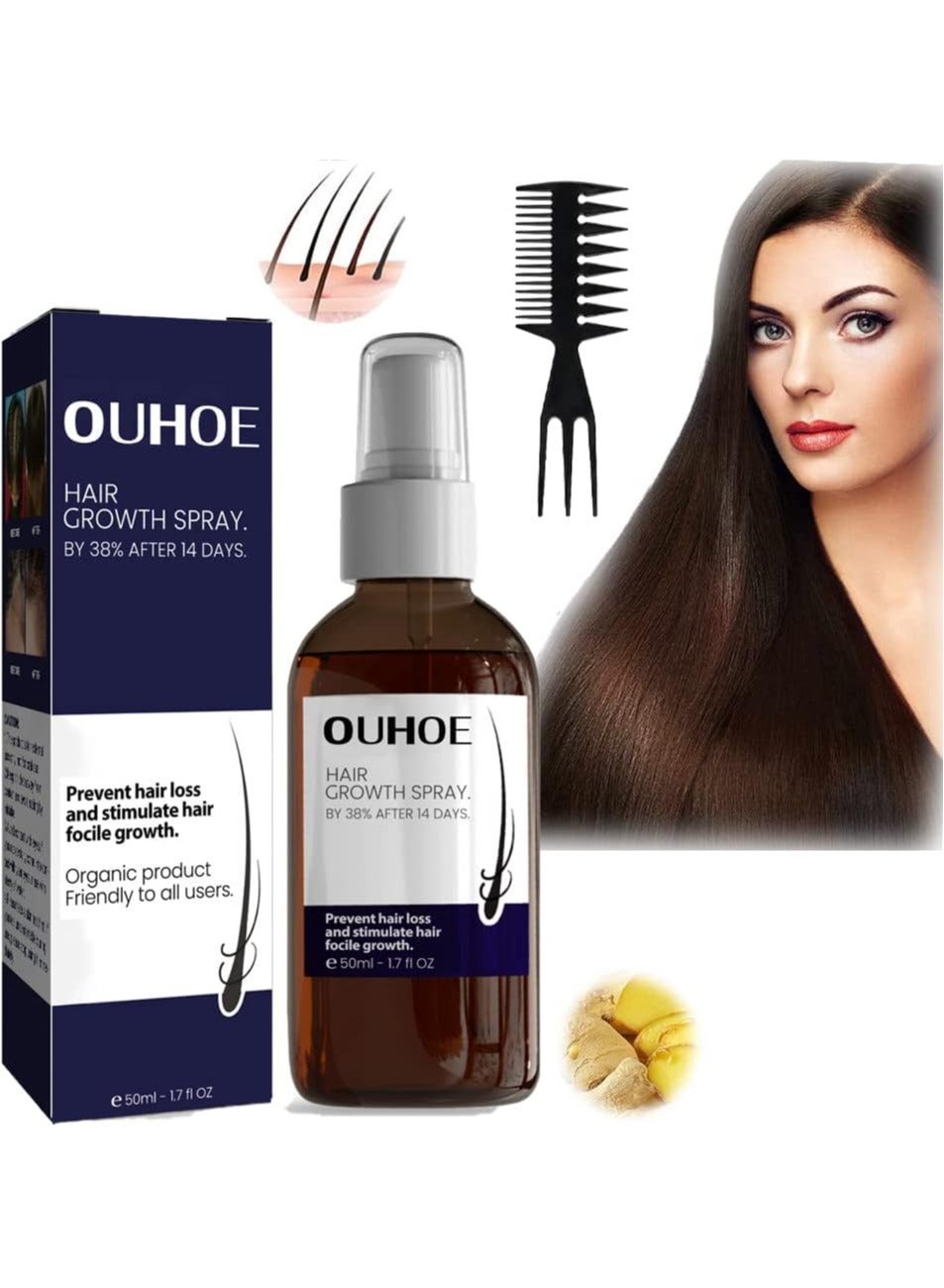 Ouhoe Hair Growth Spray, Ouhoe Hair Regrowth Spray for Men and Women, Ouhoe Hair Growth Oil, Ouhoe Hair Enhance Serum, Natural Hair Growth Thickening Oil Spray, Best Hair Growth Product