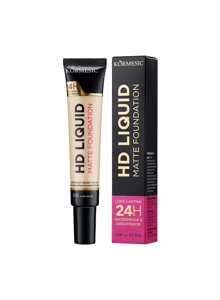 HD Liquid Foundation #510 30g - Lightweight & Long-lasting